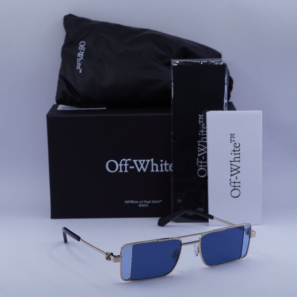 Off-White OERI14A CORTEZ 7645 Rectangle Sunglasses – Gold/Blue - Picture 1 of 11
